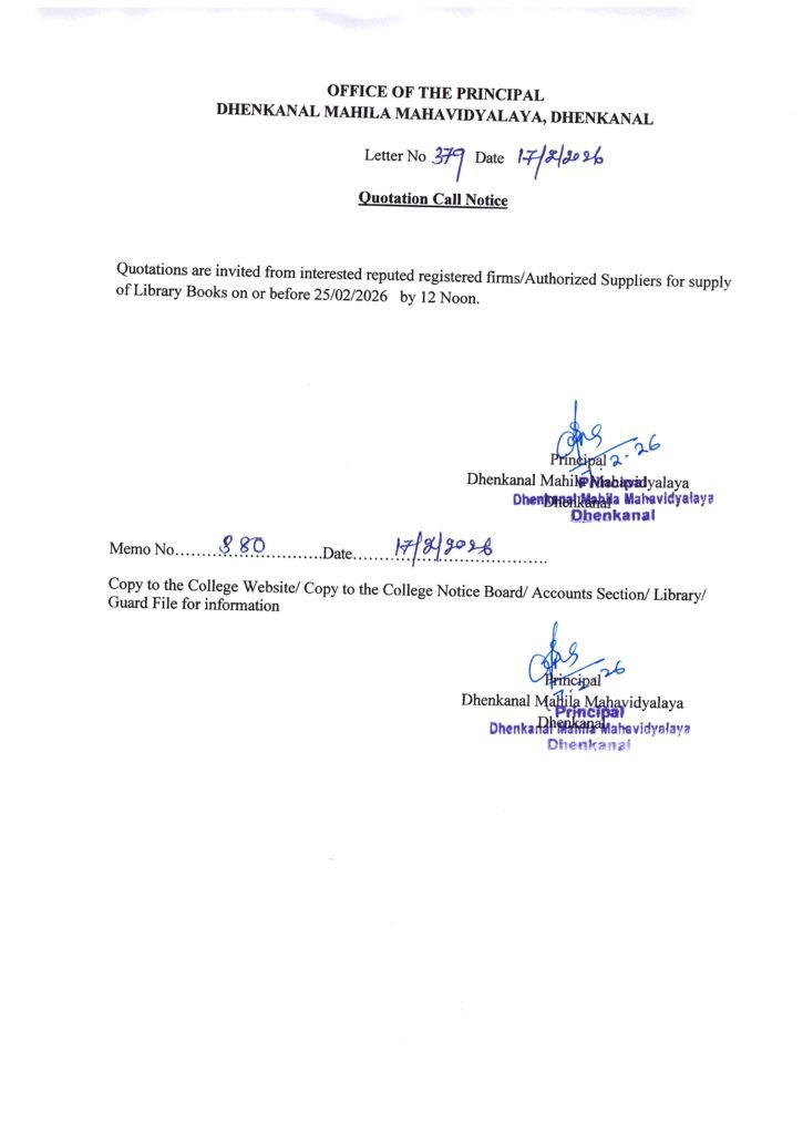 Quotation Call Notice for Supply of Library Books